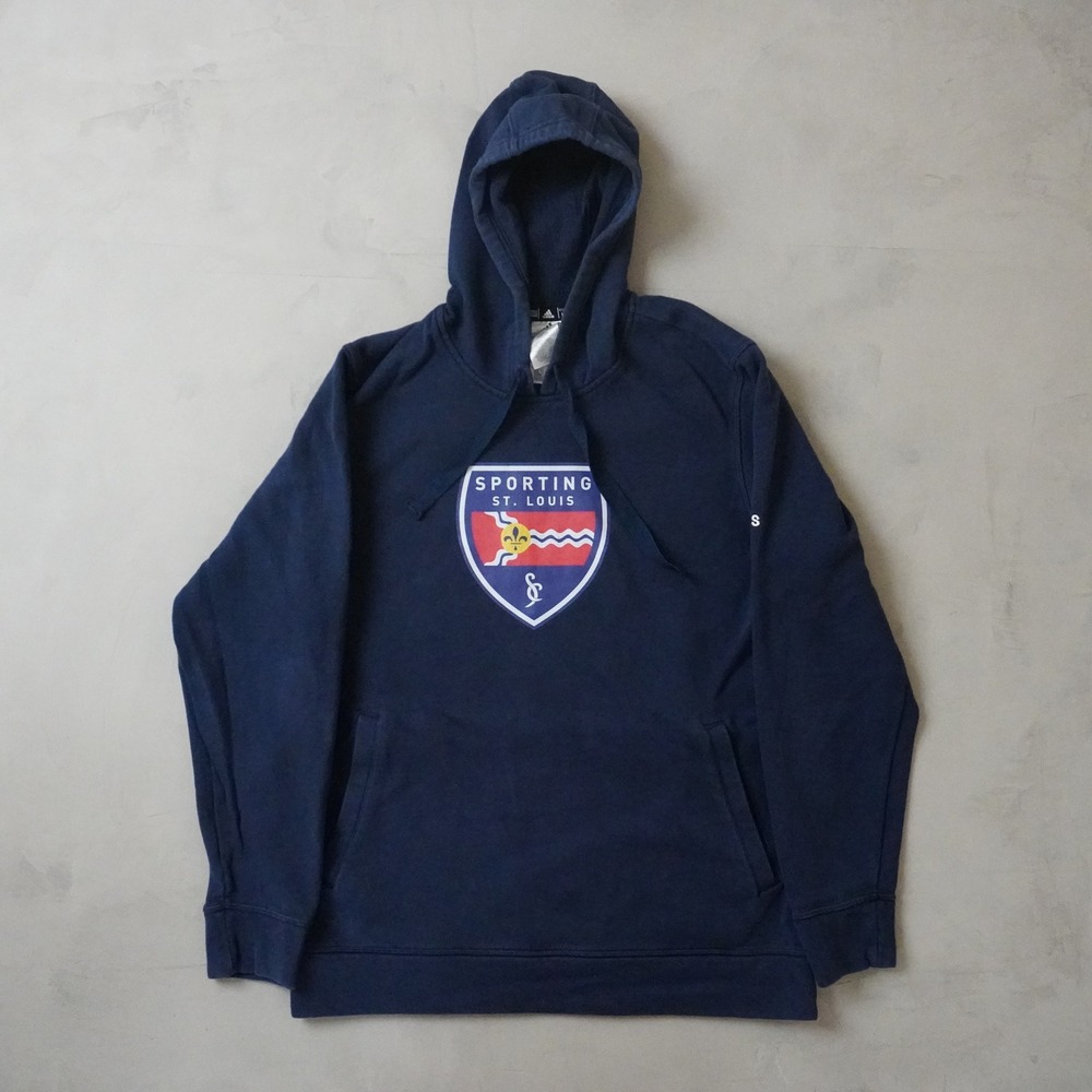 Adidas Sporting St. Louis Soccer Hoodie Large Mens Navy Blue Pullover Fleece L